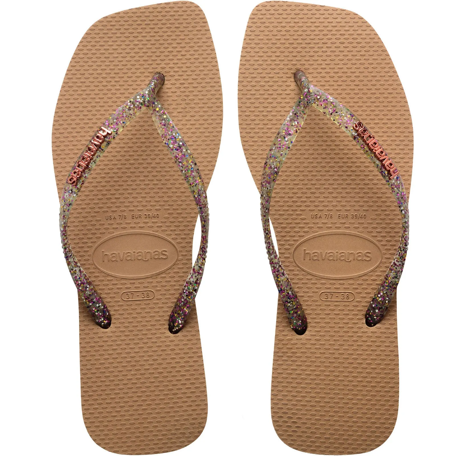 Havaianas Square Logo Metallic Flip Flops