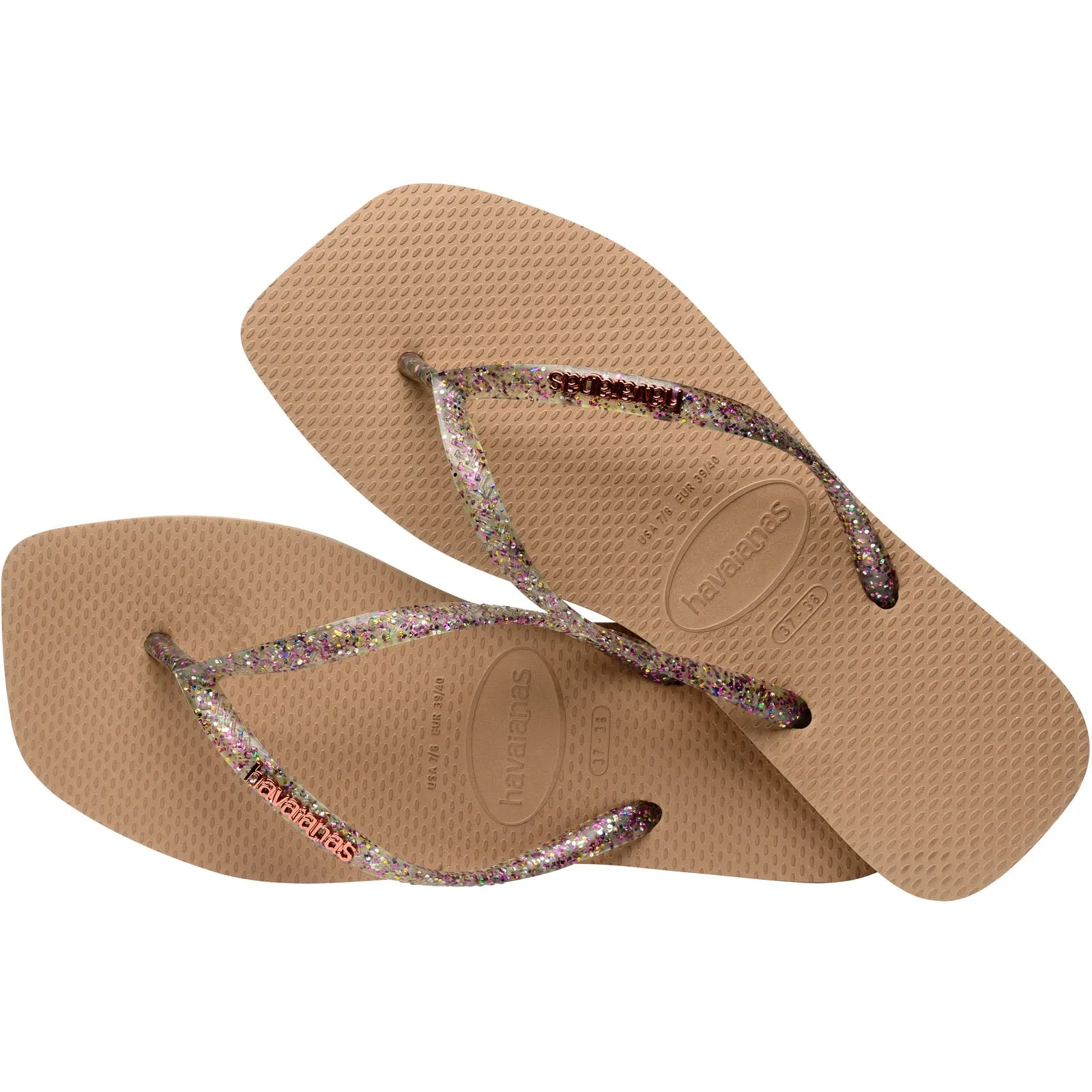 Havaianas Square Logo Metallic Flip Flops