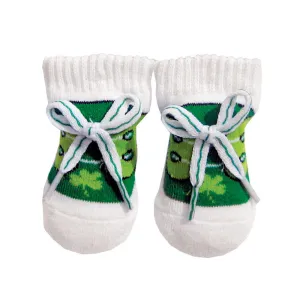 Irish Shamrock Baby Knit Boots in White and Green