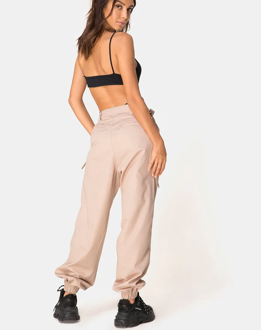 Jubie Cargo Trouser in Tan Drill