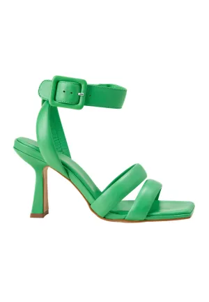 Ladies Elegant Green Leather Sandals with 8cm Heel