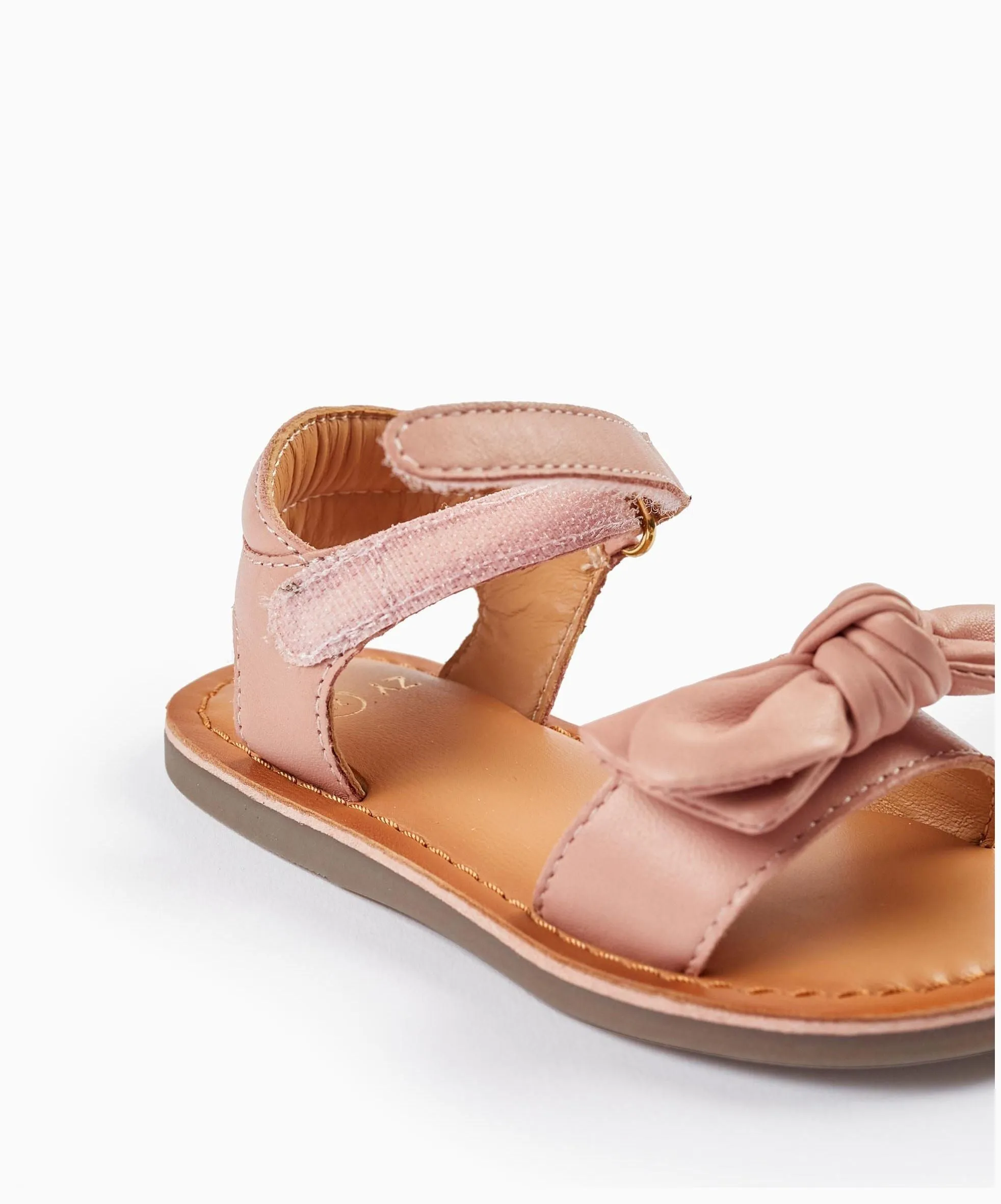 Leather Sandals with Bow for Baby Girls, Pink