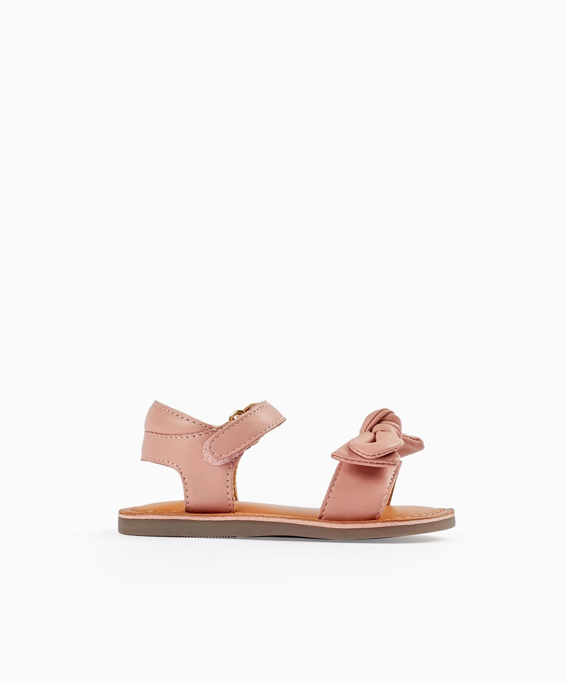 Leather Sandals with Bow for Baby Girls, Pink