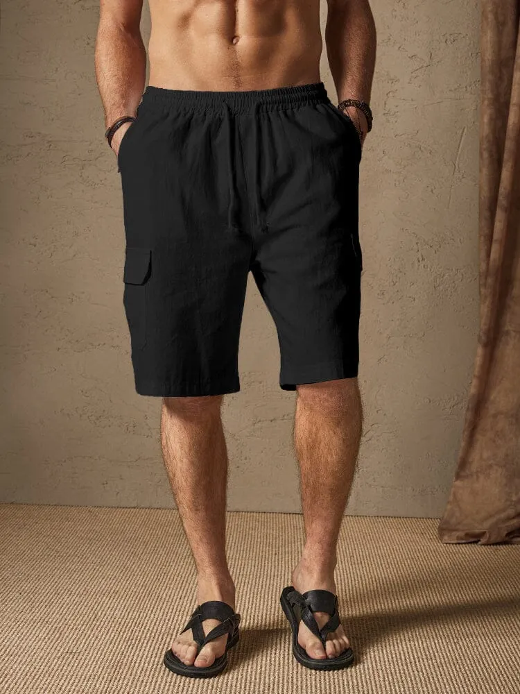 Linen Style Casual Shorts with Pockets