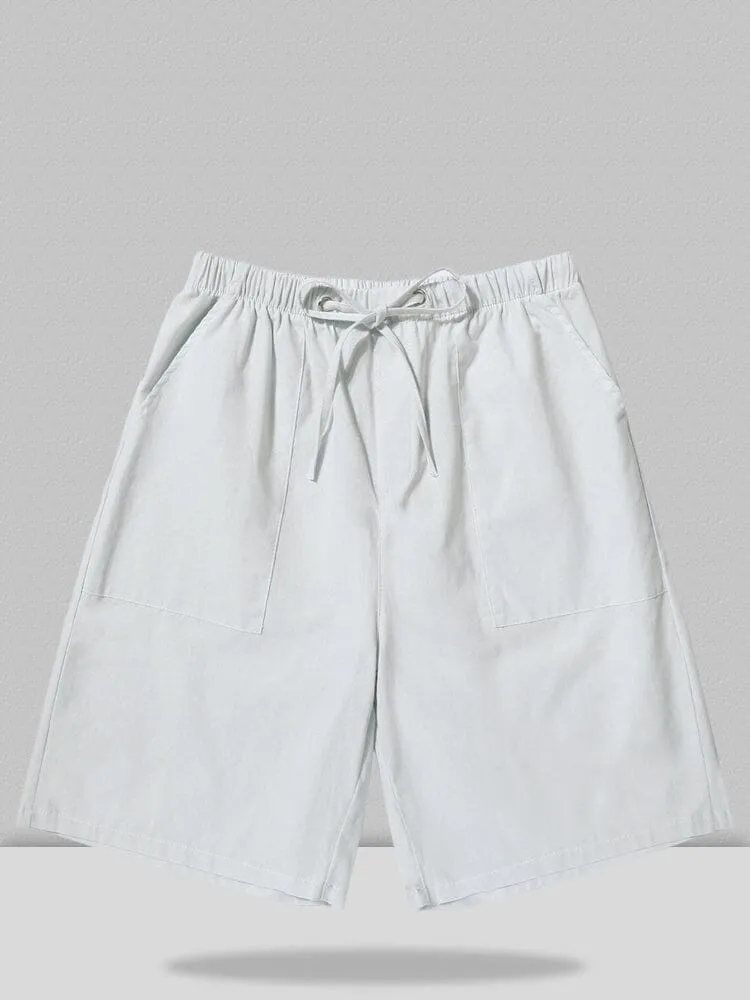 Linen Style Multi-pocket Shorts Casual Pants