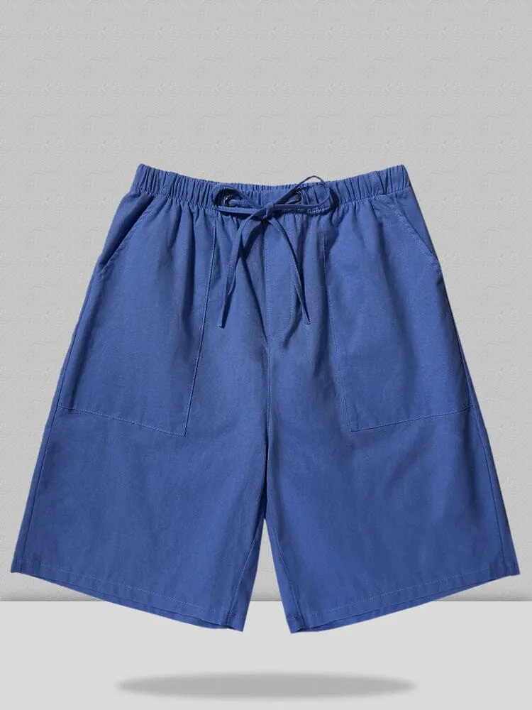 Linen Style Multi-pocket Shorts Casual Pants