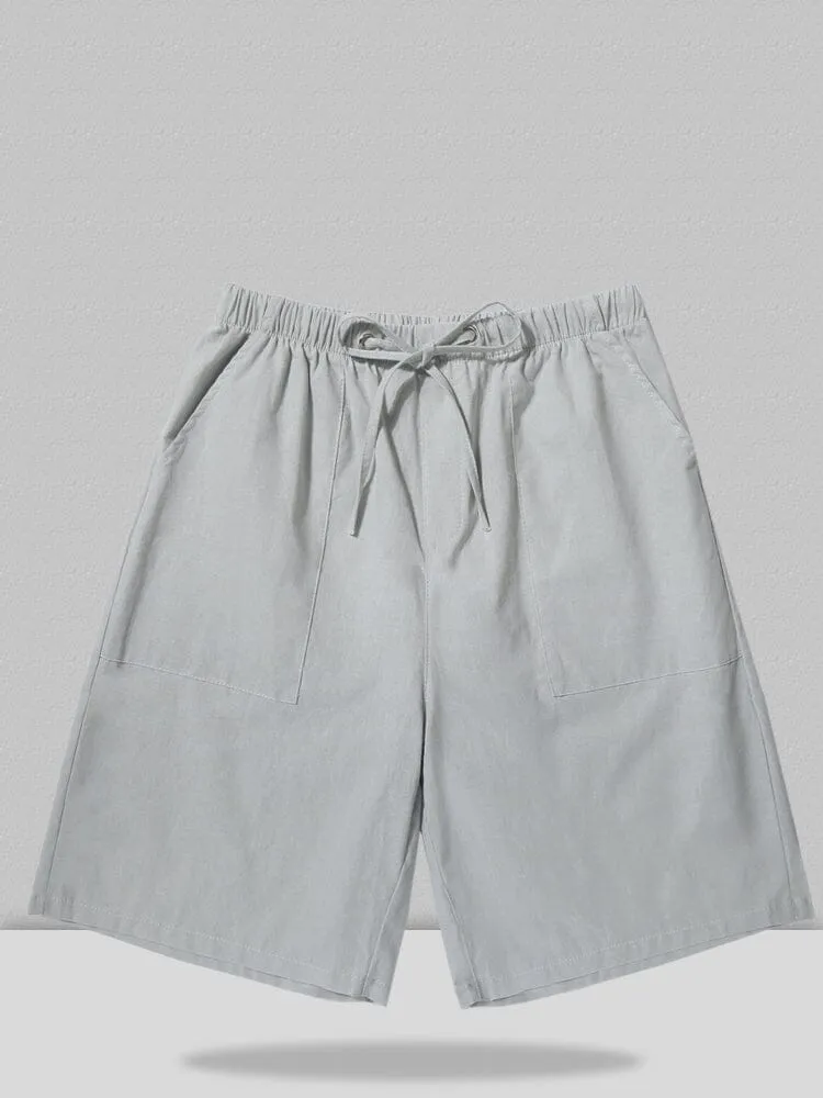 Linen Style Multi-pocket Shorts Casual Pants