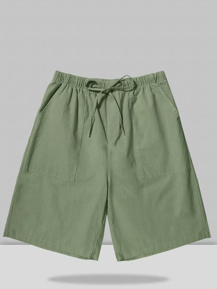 Linen Style Multi-pocket Shorts Casual Pants