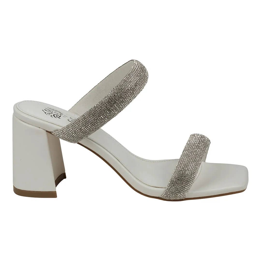 Luella White Embellished Double Band Heeled Sandals