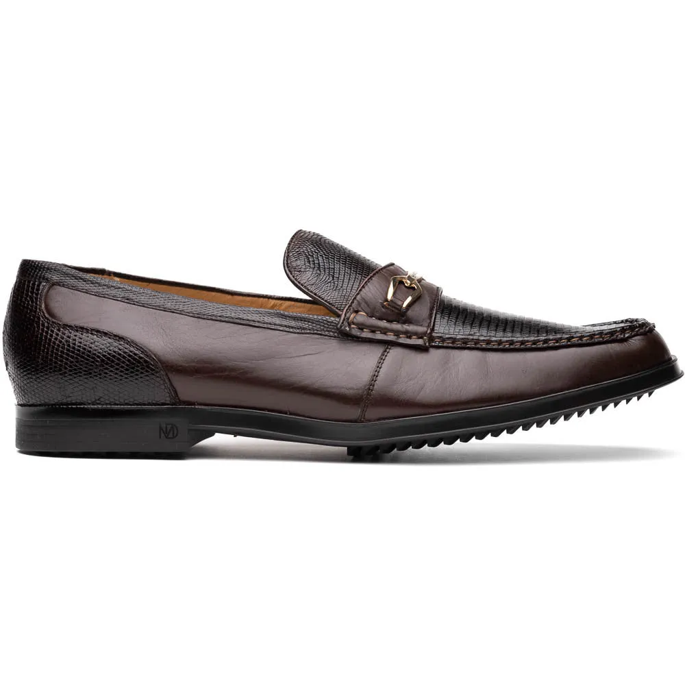 Marco Di Milano Hugo Lizard And Calfskin Brown Bit Loafers