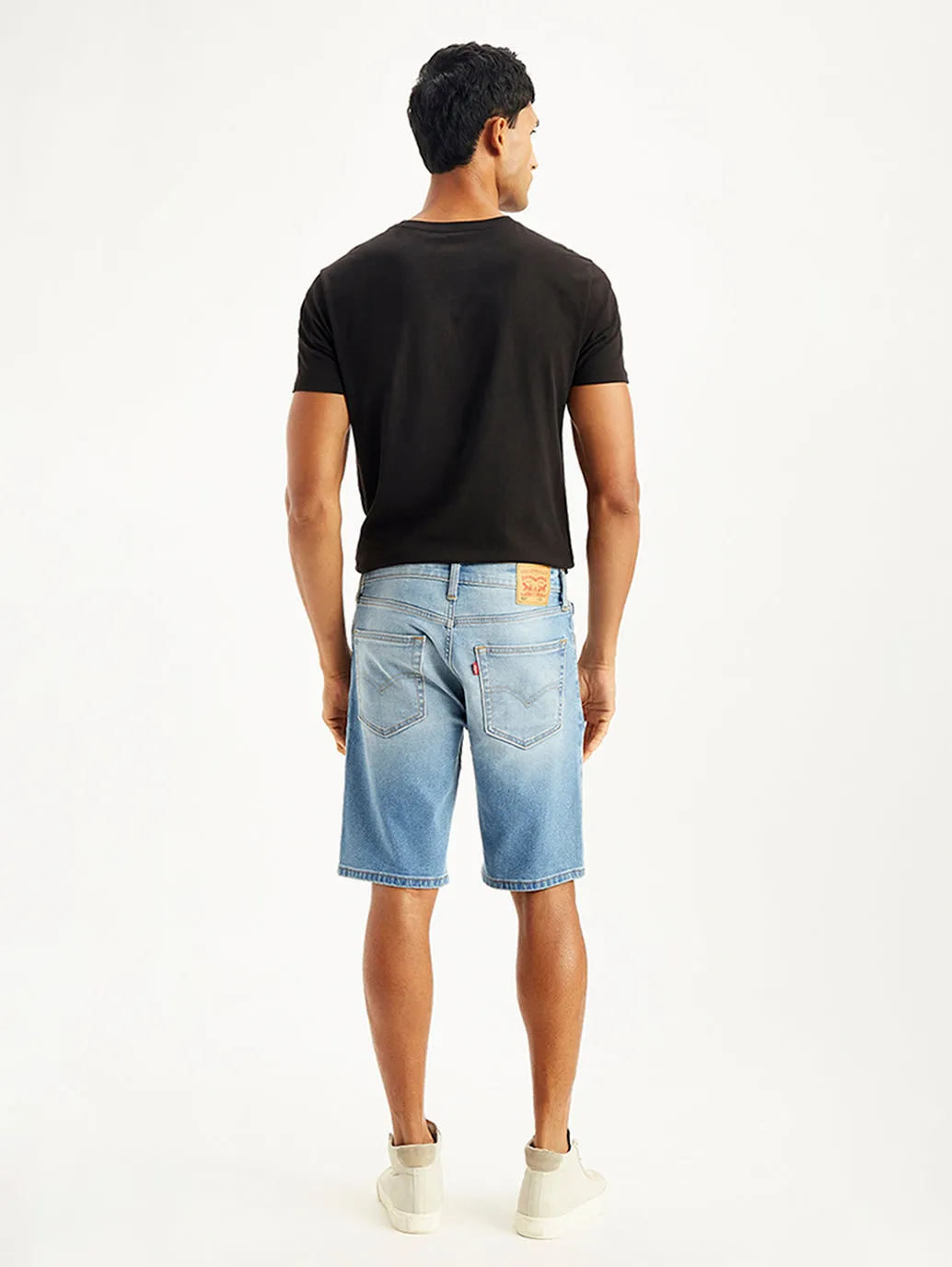 Men's Light-Blue Tapered Denim Shorts