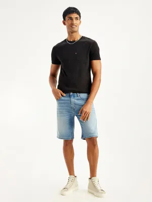 Men's Light-Blue Tapered Denim Shorts