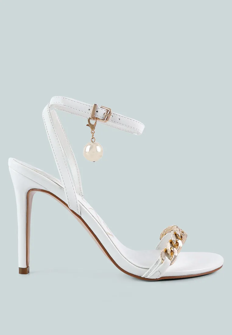 Mooning Metal Chain Strap Stiletto Sandals