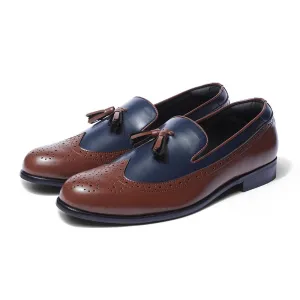 Moreno - Blue Tan Tassel Loafers