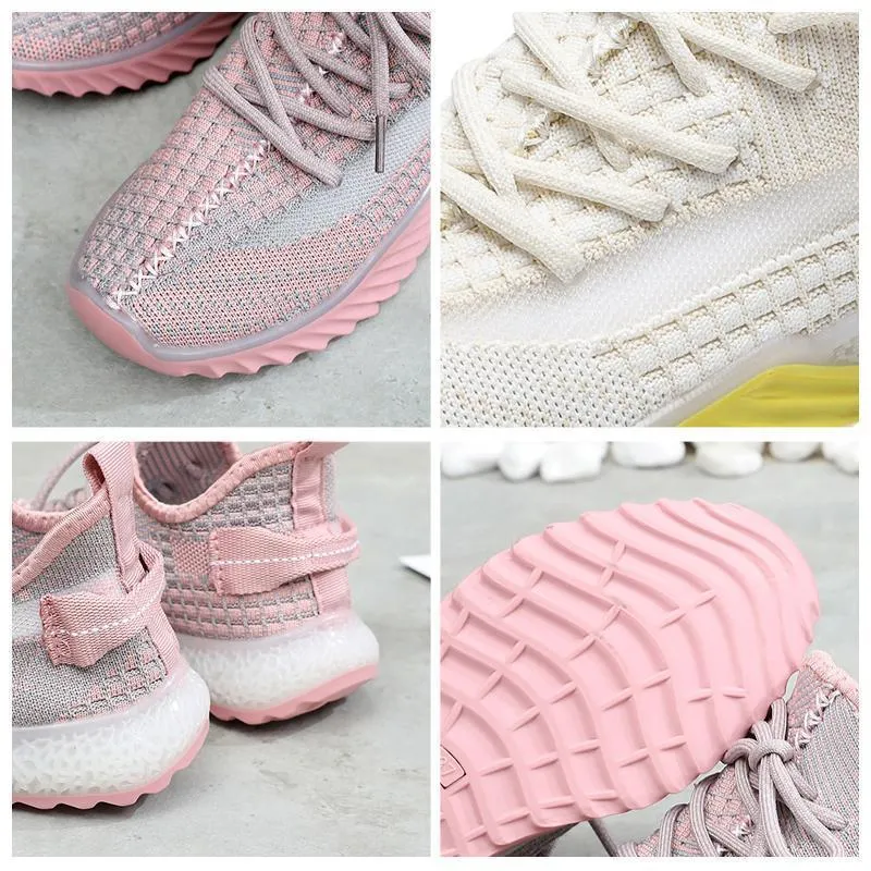 Net Surface Breathable Lace-Up Yeezy Sneakers