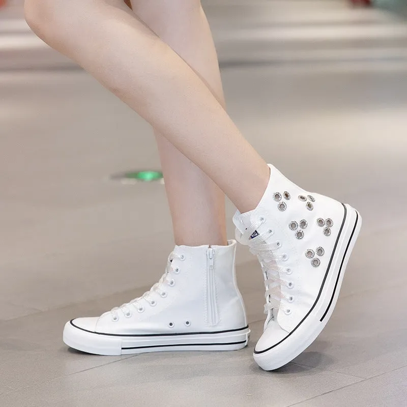 Owlkay Breathable Casual High Top Canvas Shoes