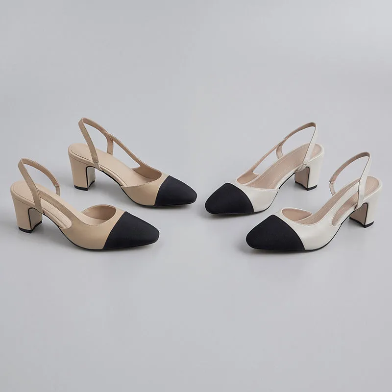 Peace Cap Toe Slingback Pumps