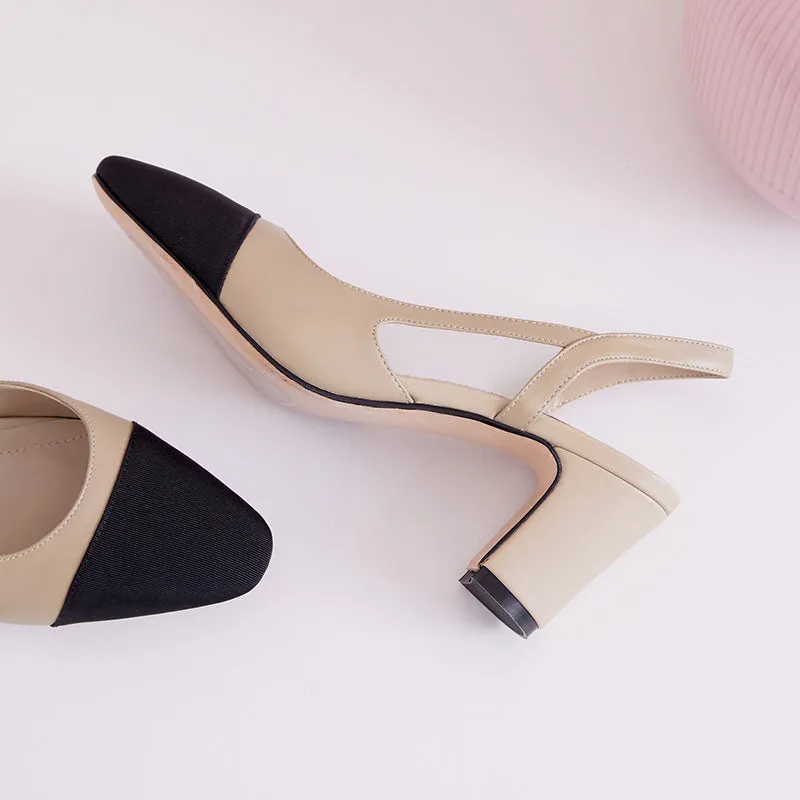 Peace Cap Toe Slingback Pumps