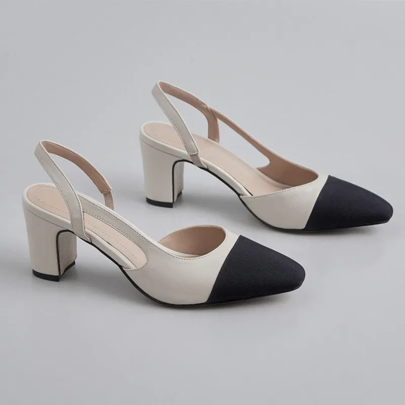 Peace Cap Toe Slingback Pumps