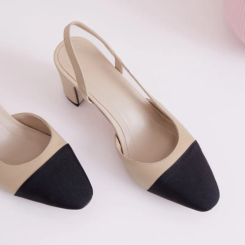 Peace Cap Toe Slingback Pumps