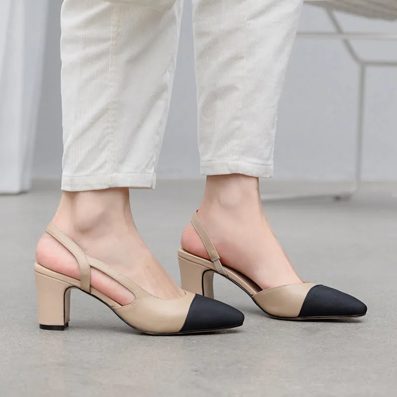 Peace Cap Toe Slingback Pumps