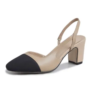 Peace Cap Toe Slingback Pumps