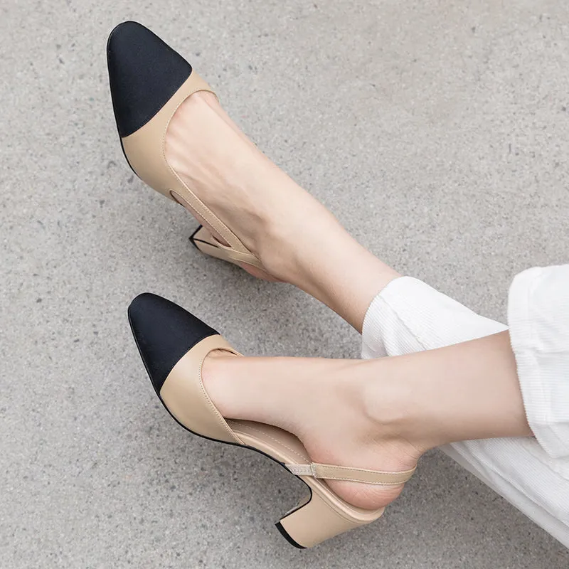 Peace Cap Toe Slingback Pumps