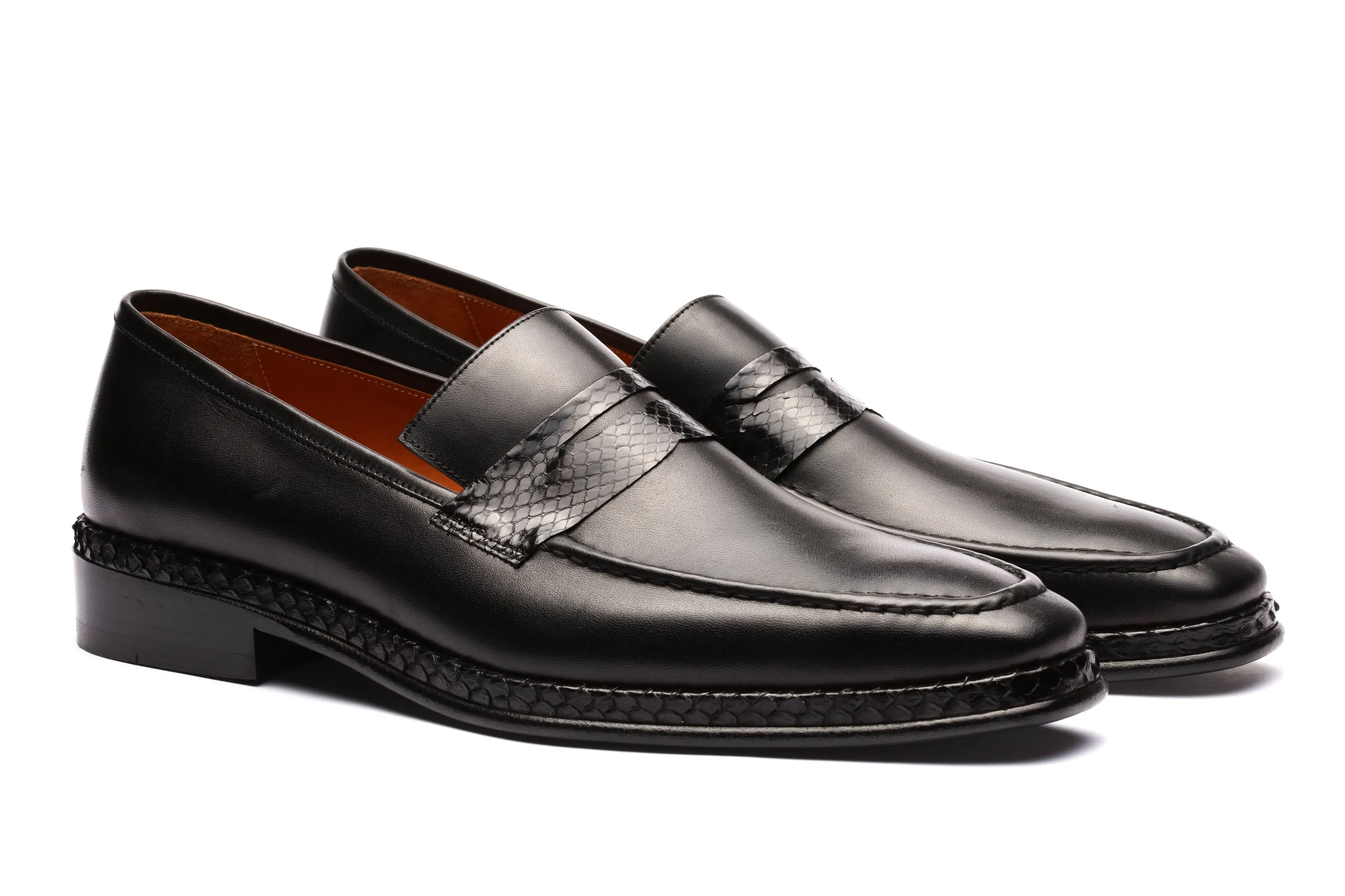 Penny Loafers Python Skin - Black