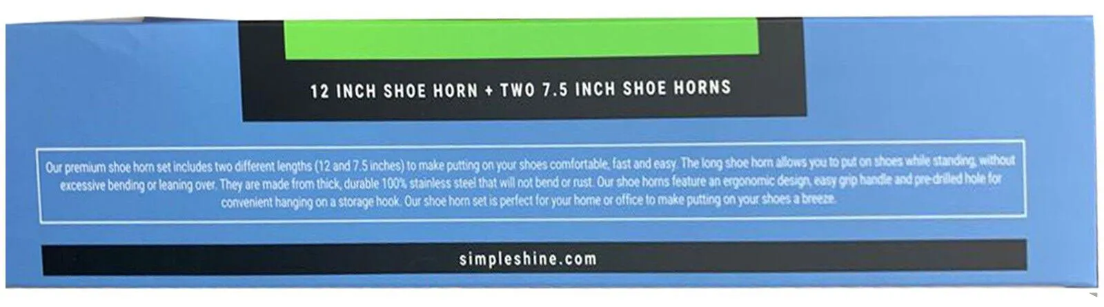 Premium Stainless Steel Shoe Horn Set Two 7" Short And One 12" Long (1 Pack)