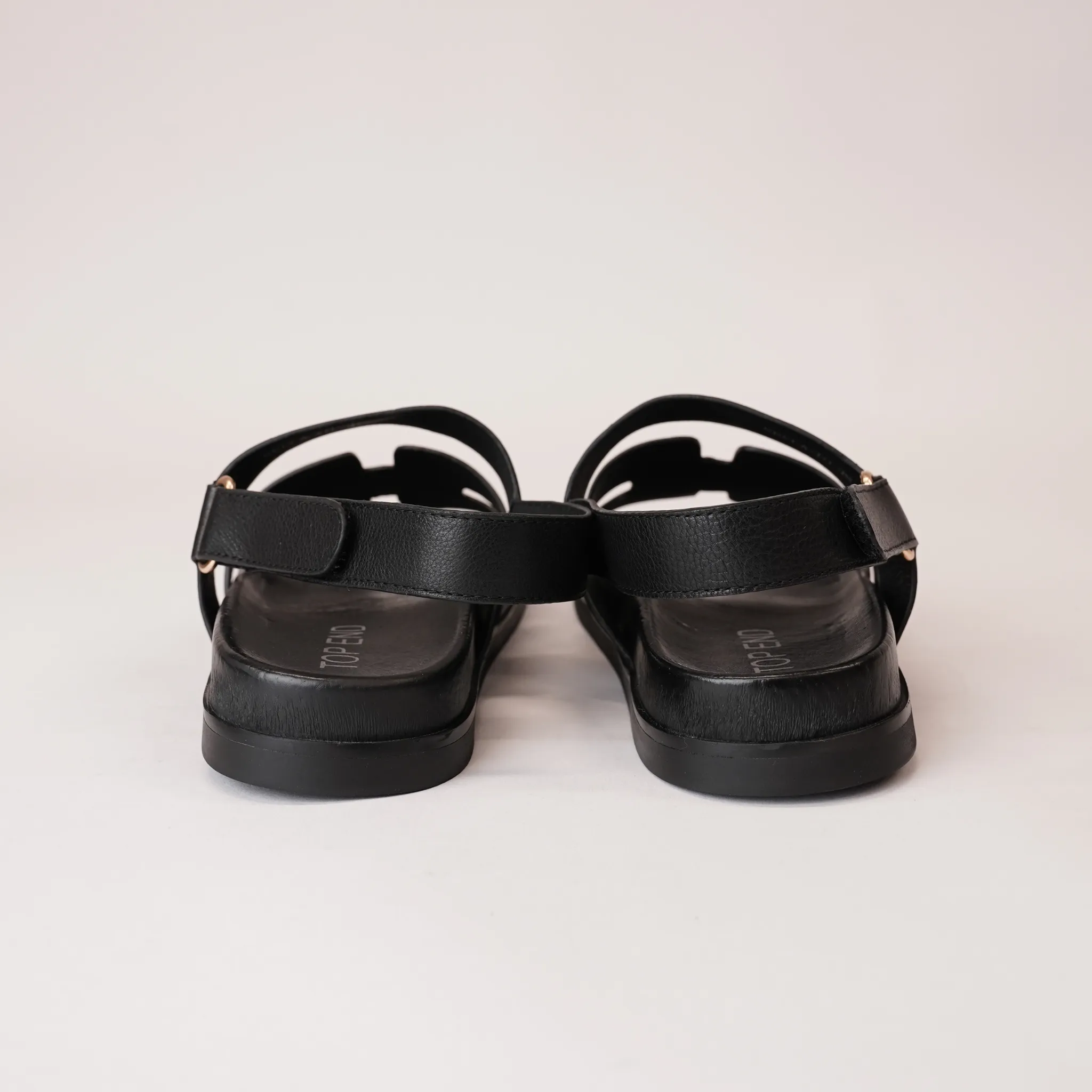 Reefa Black Leather Sandals