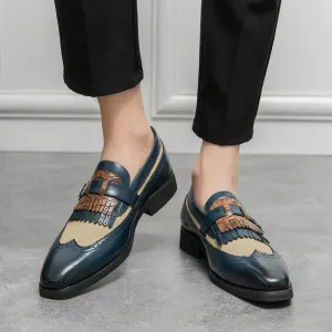 Retro Mixed Colors Tassels Loafers