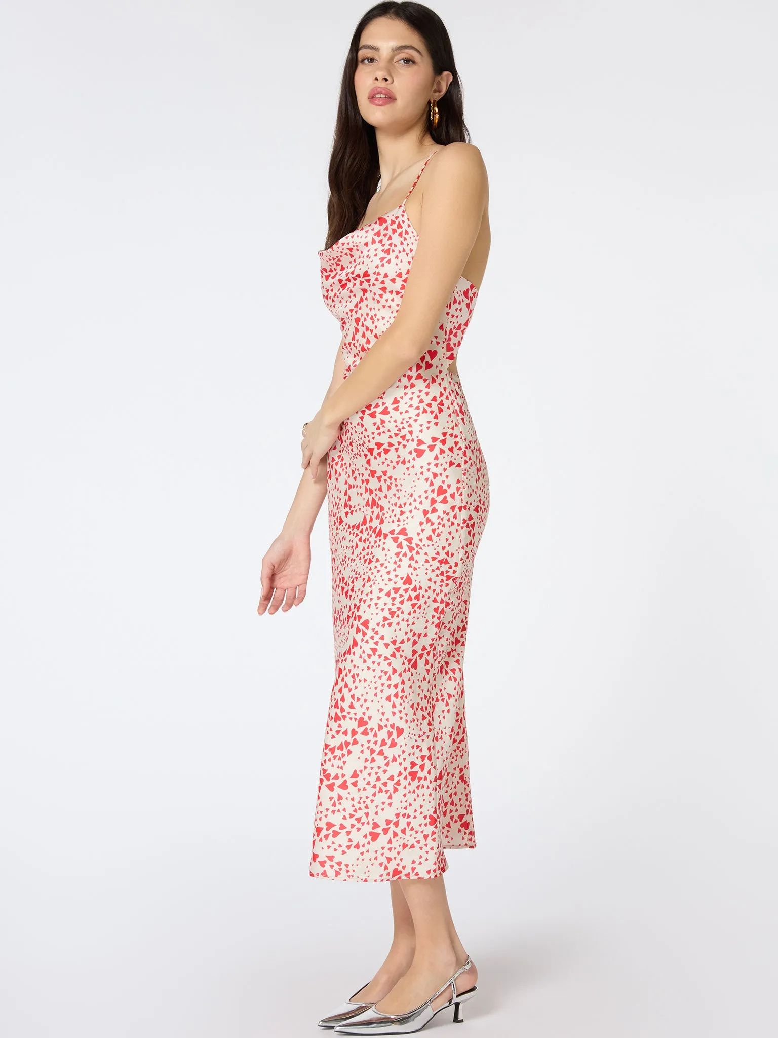 Riviera Midi Dress in Heart Print