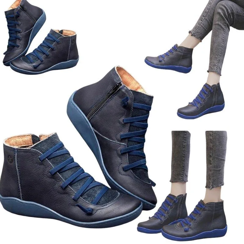 Round Toe Zipper Casual Ankle Boots for Bunions