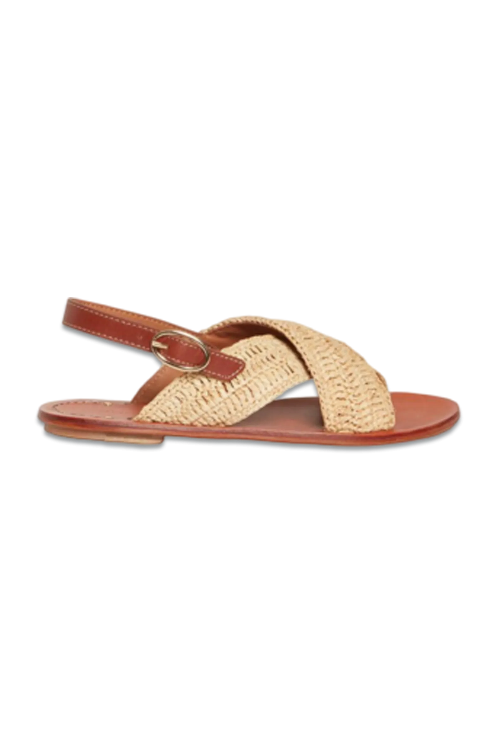 Sandals in Leather & Raffia