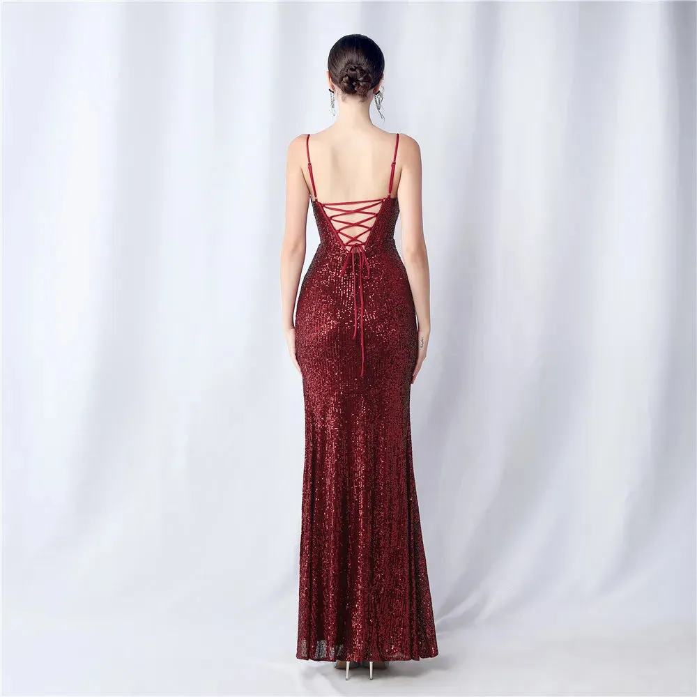 Sequin Side Slit Long Camisole