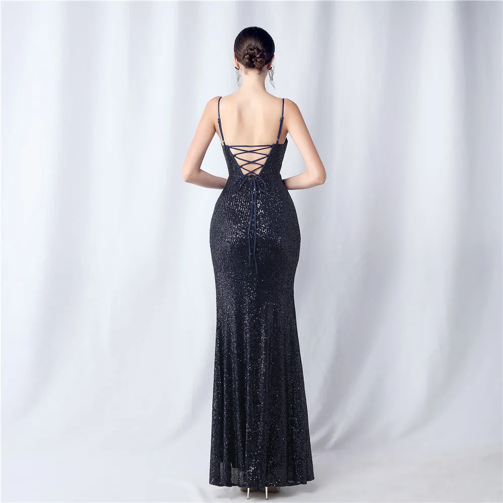 Sequin Side Slit Long Camisole