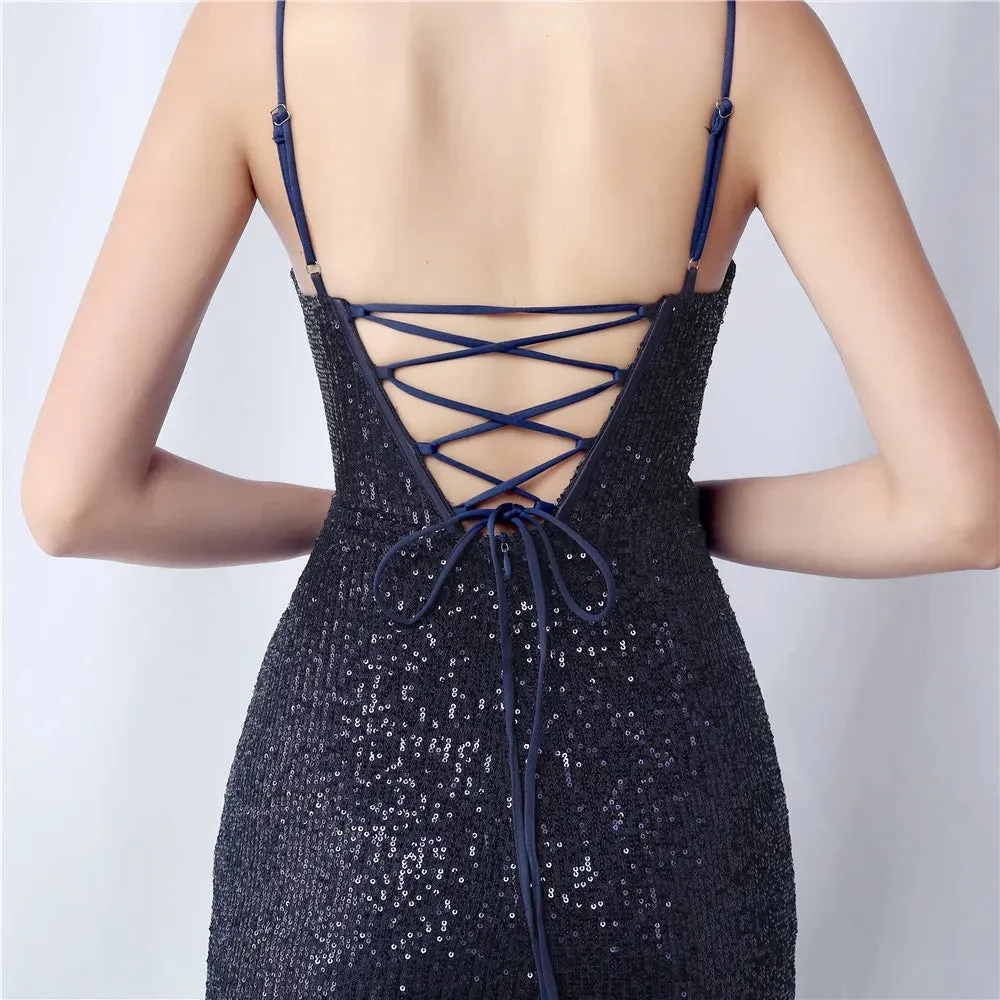 Sequin Side Slit Long Camisole