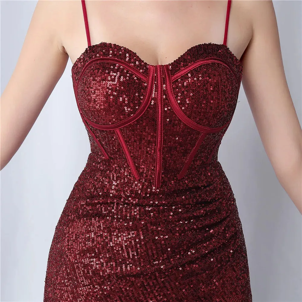 Sequin Side Slit Long Camisole