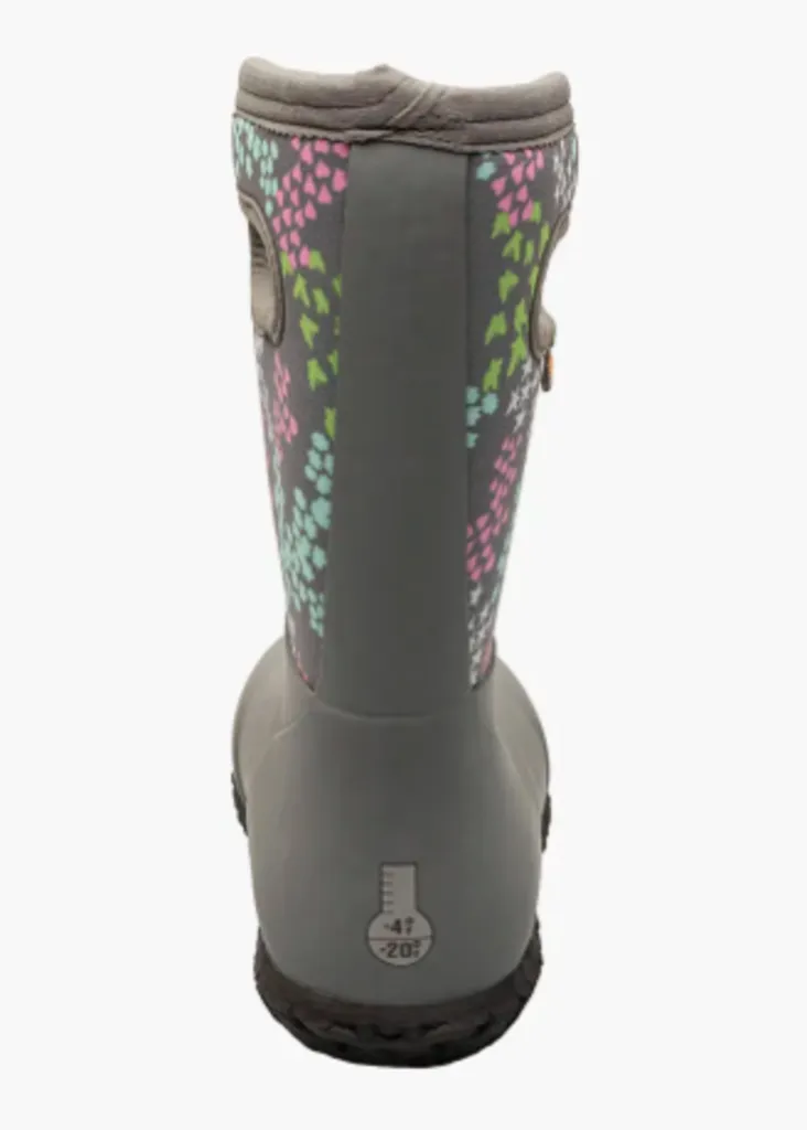 Size 9: Bogs YORK Gray Lower Teal Pink Gray Print Upper Insulated Rated -4F Rain Boots NEW