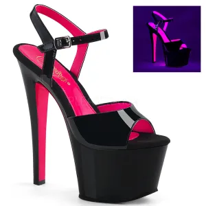 Sky-309TT Black Patent/Black Neon Hot Pink, 7" Heels