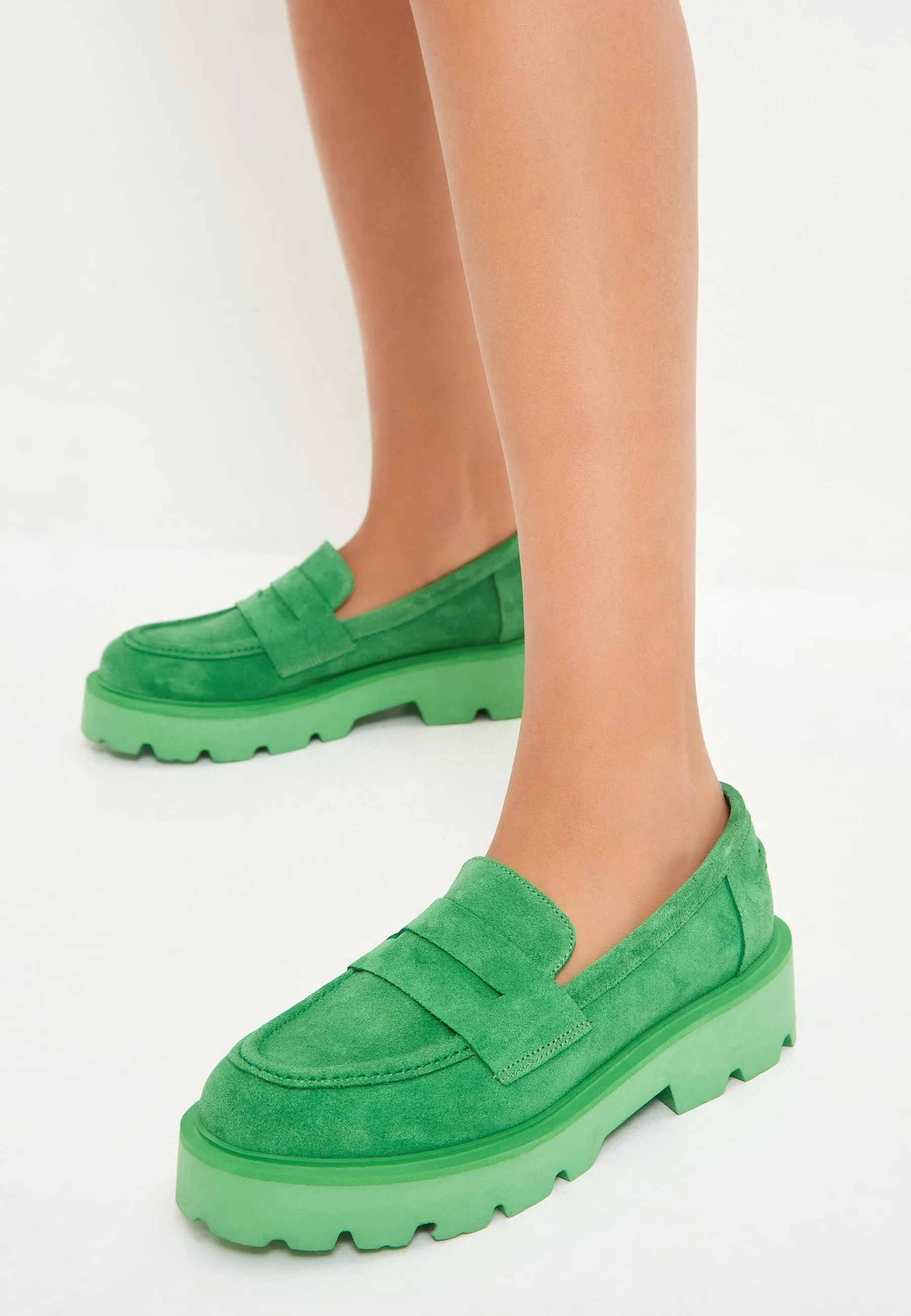 Slip-on Suede Loafers - Green