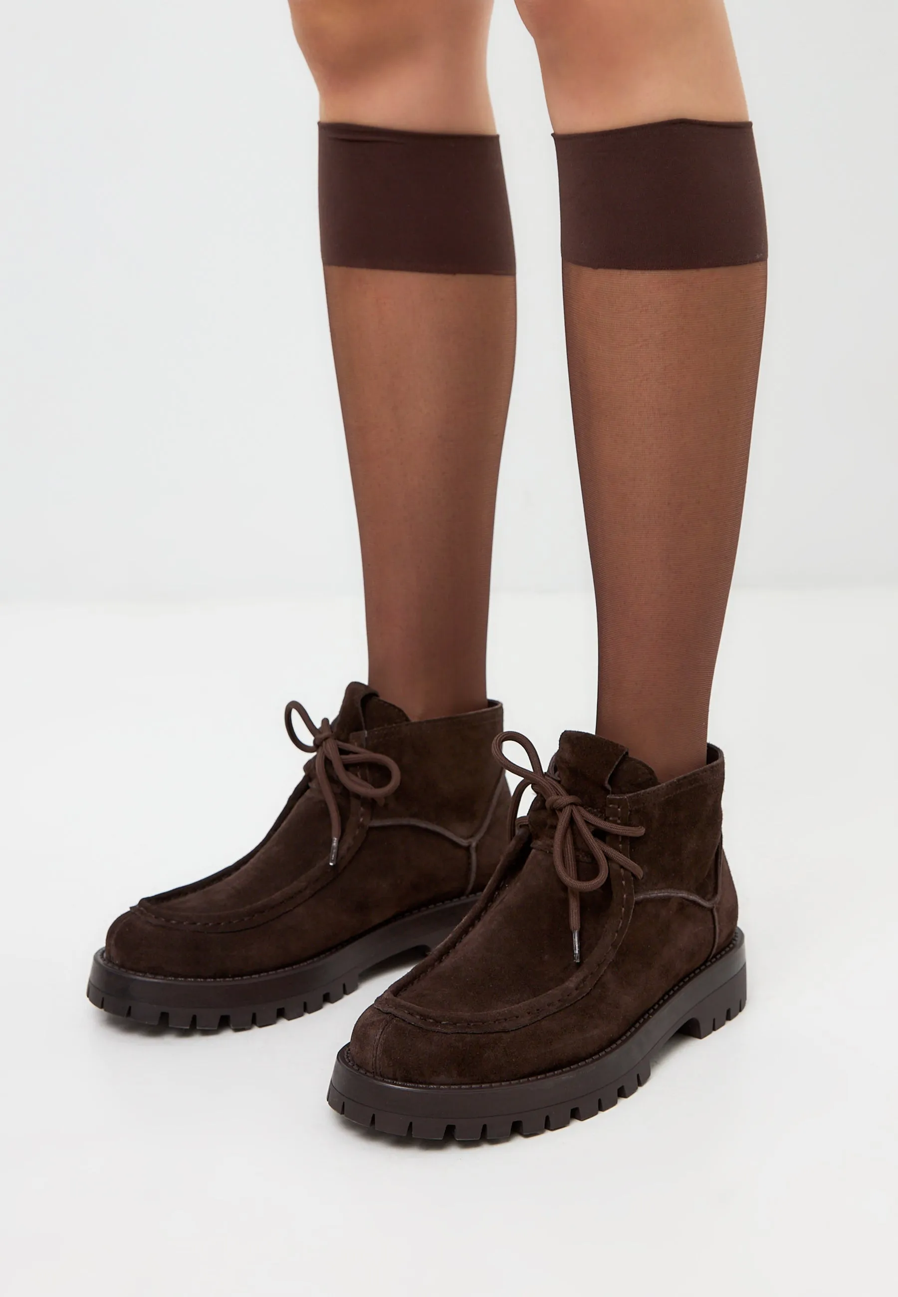 Suede Lace-Up Ankle Boots Mavi - Brown