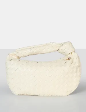 The Blame Ecru Woven PU Knot Detail Mini Grab Bag