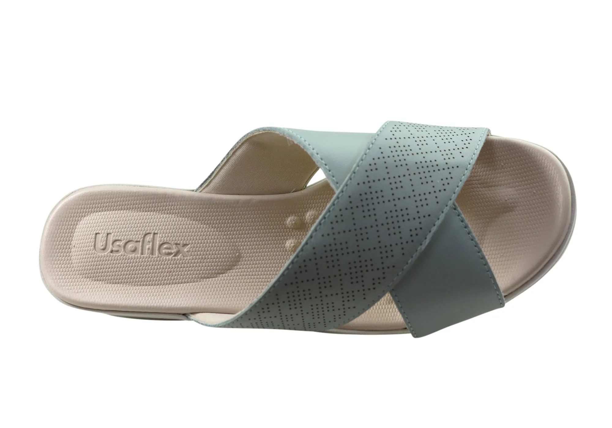 Usaflex Ginni Womens Comfort Leather Slides Sandals Made In Brazil