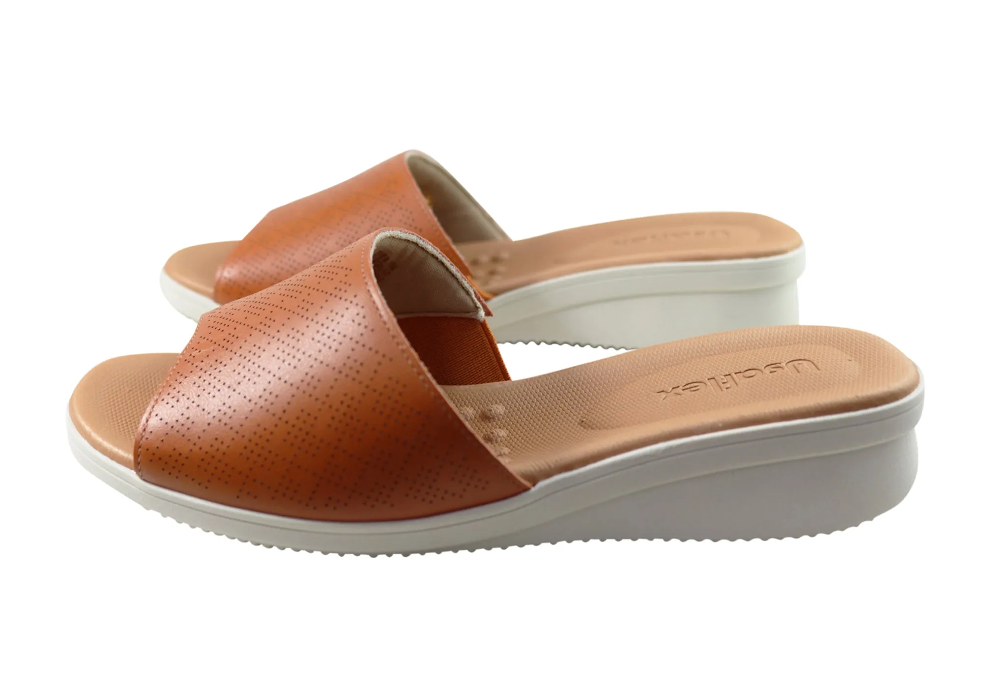 Usaflex Sunrise Womens Comfort Leather Slides  Made In Brazil