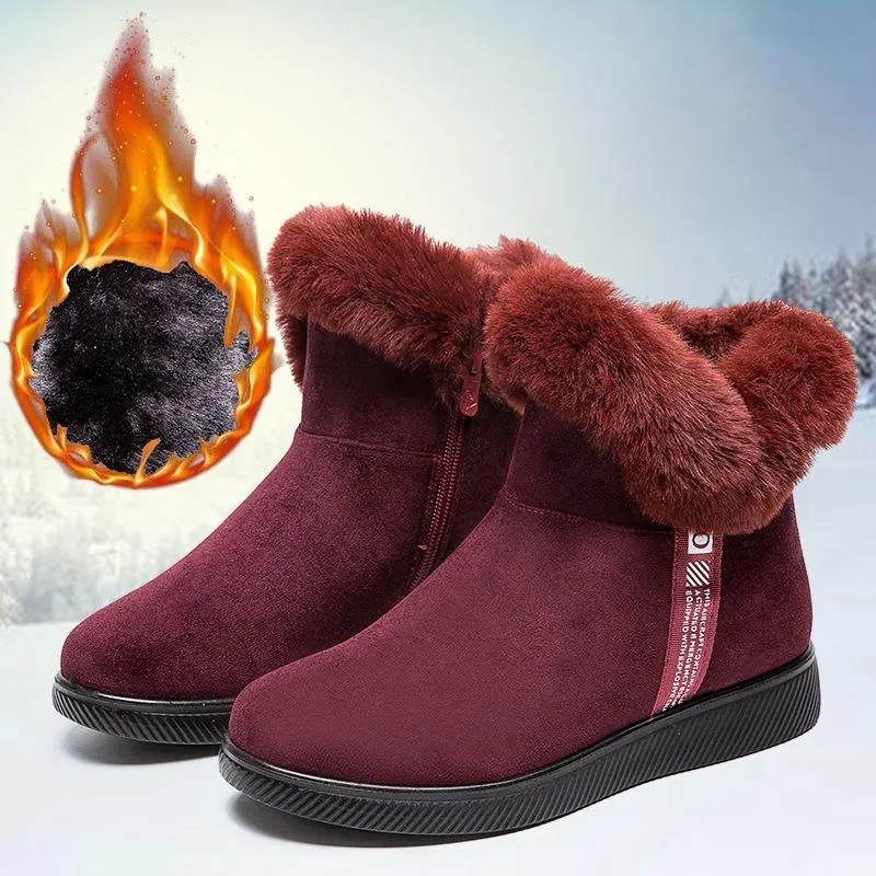 Women Fashion Turn Down Thick Lining Faux Fur Keep Warm Anti-skid Snow Boots