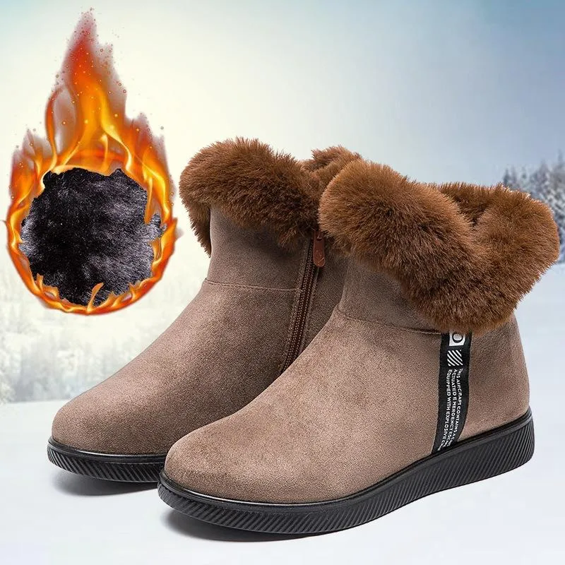 Women Fashion Turn Down Thick Lining Faux Fur Keep Warm Anti-skid Snow Boots