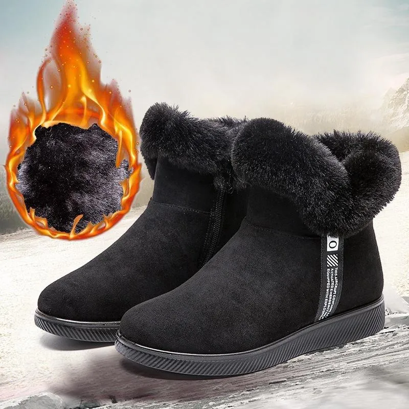 Women Fashion Turn Down Thick Lining Faux Fur Keep Warm Anti-skid Snow Boots