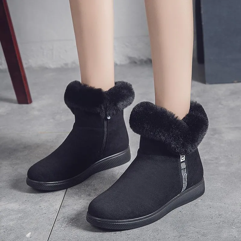 Women Fashion Turn Down Thick Lining Faux Fur Keep Warm Anti-skid Snow Boots