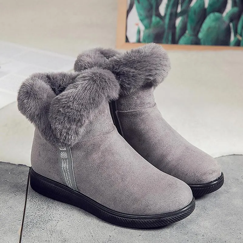 Women Fashion Turn Down Thick Lining Faux Fur Keep Warm Anti-skid Snow Boots